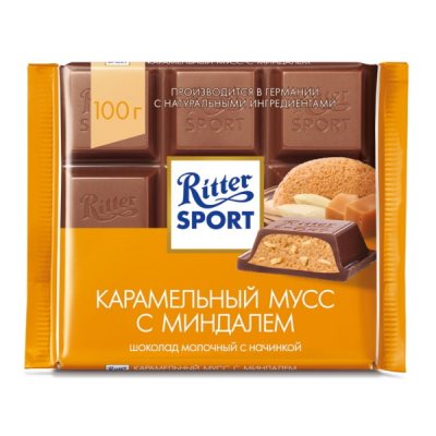 Шоколад молочный "Ritter Sport" карамель мусс миндаль 0,1кг